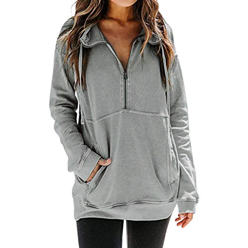 ReooLy Sueter de Lana, Sudadera con Capucha y Estampado navideño de Manga Larga para Mujer(Gris，XXXXL)