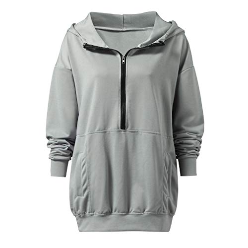 ReooLy Sueter de Lana, Sudadera con Capucha y Estampado navideño de Manga Larga para Mujer(Gris，XXXXL)