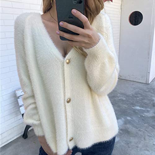 ReooLy Sueter de Lana, Sudadera Top para Mujer Talla Grande con Estampado de teñido Anudado y gradiente de Manga Larga(Beige，M)