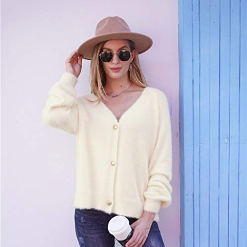 ReooLy Sueter de Lana, Sudadera Top para Mujer Talla Grande con Estampado de teñido Anudado y gradiente de Manga Larga(Beige，M)