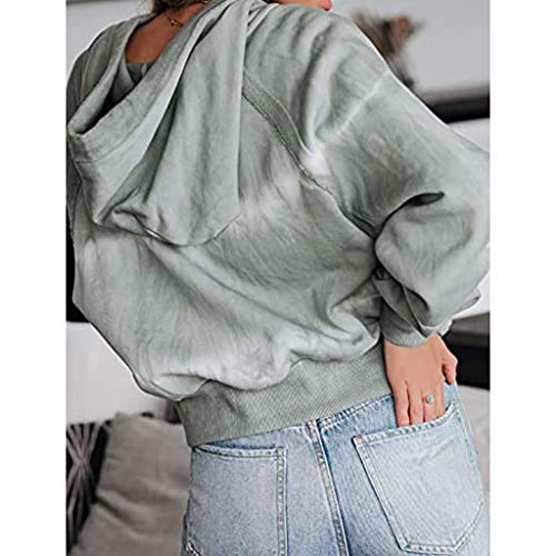 ReooLy Suéter, Sudadera con Capucha y Estampado navideño de Manga Larga para Mujer(Verde，S)