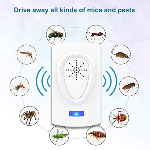 Repelente Ultrasónico, 2020 Nuevo Plagas Control Interiores, Insectos Antimosquitos Eléctrico Extra Fuerte para Interiores - Insectos, Hormigas, Cucarachas, Ratones, Ratas, Roedores (4-Pack)