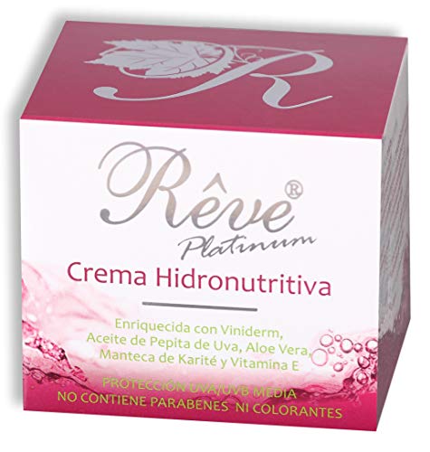REVE Platinum Crema Hidronutritiva - SPA - Vinoterapia - Multigeneracional - Antioxidante - Hombre y Mujer, Día y Noche - Cosmética natural sin parabenes - 55 ml