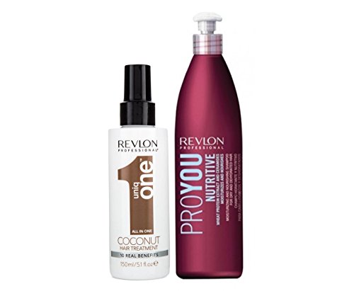 Revlon Uniq One Coconut - Tratamiento capilar, 150 ml + Revlon Profesional - Pro You Nutritive - Champú nutritivo 350 ml