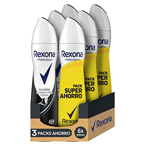 Rexona Desodorante Antitranspirante Invisible On White&Black Clothes - 6 x 200 ml