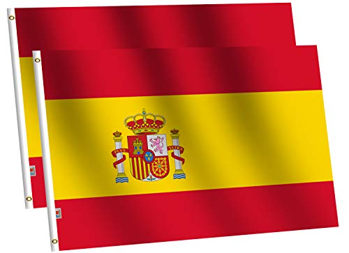 rhungift Bandera de España Grande 90x150cm- 2pcs Bandera de España balcón para Exterior Reforzada y con 2 Ojales metálicos, Bandera España Grande Spanish Flag