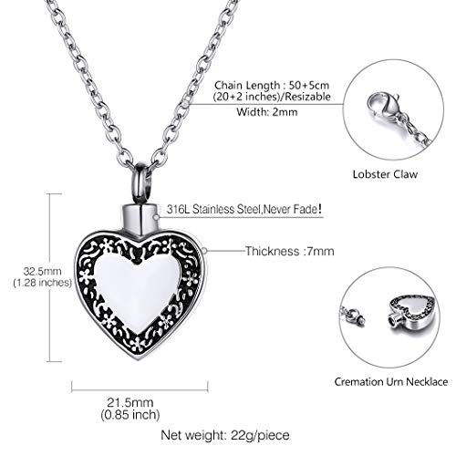 Richsteel DIY Guardapelo Siempre en mi Corazón Colgante para Cenizas Acero Inoxidable Collar para Hombre y Mujer Recuerdo Compañía Mascota Amigo, Servicio Personalizable