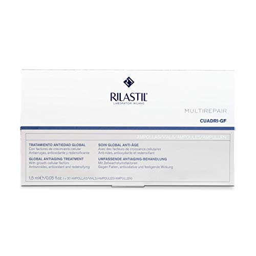 Rilastil Multirepair Cuadri GF - Ampollas Faciales Antiedad - Tratamiento Reparador e Hidratante - 1 Caja de 30 Unidades
