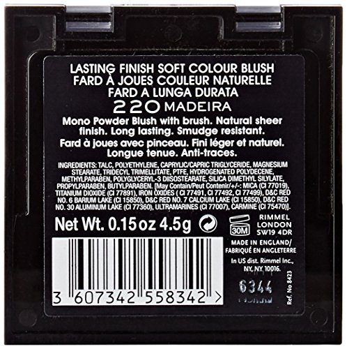 Rimmel London Lasting Finish Mono Blush Colorete Tono 220 Madeira - 30,7 gr