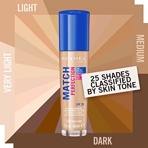 Rimmel London Match Perfection Foundation Base de Maquillaje Tono 103 True Ivory - 123 gr