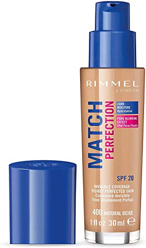 Rimmel London Match Perfection Foundation Base de Maquillaje Tono 400 Natural Beige - 30 ml