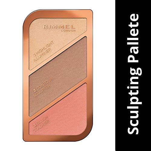 Rimmel London Sculpting Palette, Polvos de maquillaje - Tono Coral Glow, 18.5 g