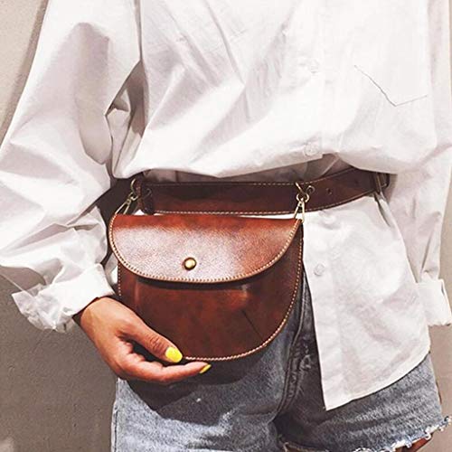 Riñoneras Mujer Running Deportivas Moda Hombre Baratas Bolso Juveniles Al Aire Libre También Montando Bolsa De Pecho Viajes Zoelove Cinturón de cuero Bolsa de teléfono Estuche Fanny Pack,marrón