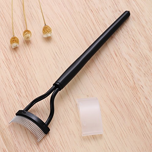 Rizador de peine de pestañas Maquillaje Aplicador de rimel Herramienta de cepillo de cejas para aseo (negro)