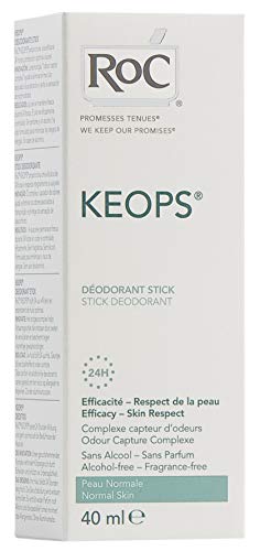 RoC - KEOPS Desodorante en barra - 24 horas - Antitranspirante - Protección duradera - Para todo tipo de piel - Libre de alcohol, fragancias y sales de aluminio - 40 ml