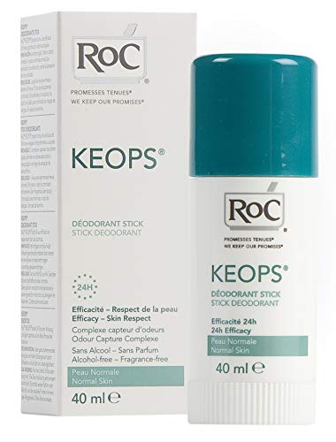 RoC - KEOPS Desodorante en barra - 24 horas - Antitranspirante - Protección duradera - Para todo tipo de piel - Libre de alcohol, fragancias y sales de aluminio - 40 ml