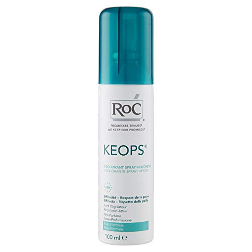 ROC KEOPS Fresco - Desodorante Spray | Pieles normales | Sin perfume, sin alcohol | Piel fresca durante 48 horas | 100 ml