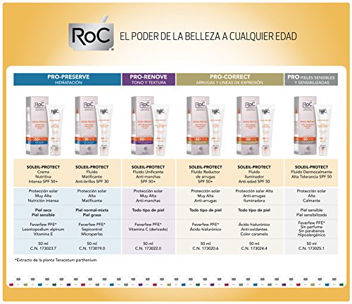 ROC Soleil Protect - Fluido Unificante, Anti-Manchas, SPF50+, 50 ml