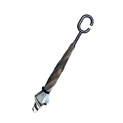 rodde para Lluvia al Aire Libre con sombrillas con Mango en Forma de C Chaqueta de Pintura al óleo Invertida Pretty Cat Invertida de Doble Capa a Prueba de Viento