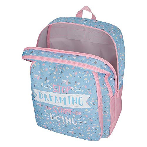 Roll Road Dreaming - Mochila Escolar con Doble Compartimento, 42 cm, Azul