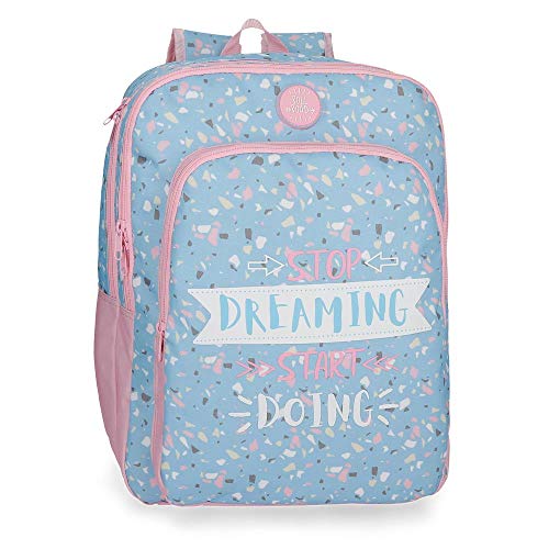 Roll Road Dreaming - Mochila Escolar con Doble Compartimento, 42 cm, Azul