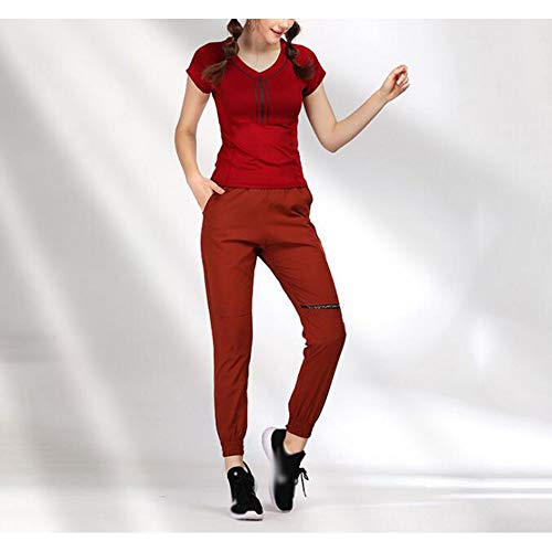 Rongjuyi - Conjunto de ropa de entrenamiento casual para mujer, secado rápido, para correr, yoga, manga corta, con texto en inglés, color 01., tamaño Small