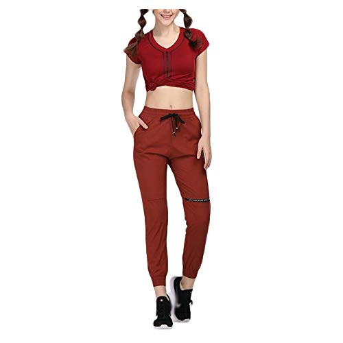 Rongjuyi - Conjunto de ropa de entrenamiento casual para mujer, secado rápido, para correr, yoga, manga corta, con texto en inglés, color 01., tamaño Small