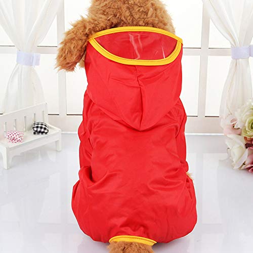 Ropa para Mascotas Perro Impermeable Gato para Perros con Capucha Productos del Perro de Perrito del Impermeable Chaqueta Impermeable, Rojo, M