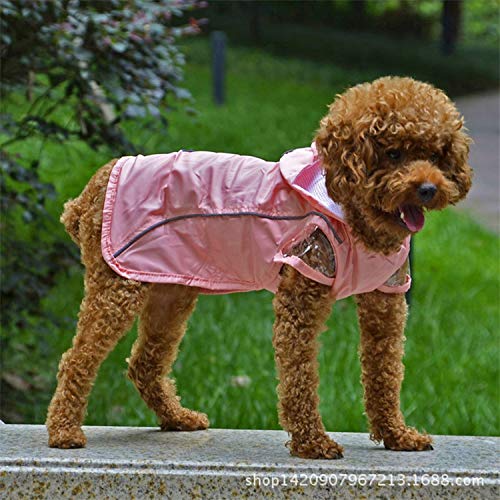 Ropa para Perros Impermeable del Impermeable de Doble Capa para los Trajes caniche Husky Oso Sombrero, Verde Claro, L