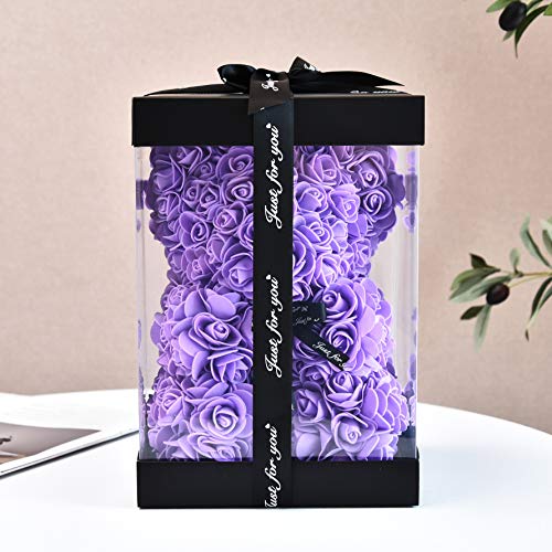 Rosa oso, regalo para mamá, mujer, para adolescentes, regalos para madres, regalos hechos a mano, osito de rosa, oso de peluche, rosa, día de San Valentín, cumpleaños - oso de rosas con caja (tiffany)