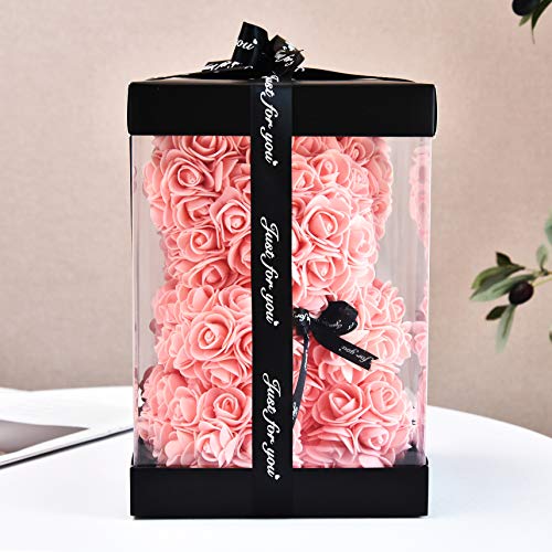 Rosa oso, regalo para mamá, mujer, para adolescentes, regalos para madres, regalos hechos a mano, osito de rosa, oso de peluche, rosa, día de San Valentín, cumpleaños - oso de rosas con caja (tiffany)