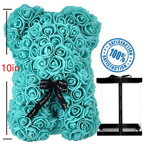 Rosa oso, regalo para mamá, mujer, para adolescentes, regalos para madres, regalos hechos a mano, osito de rosa, oso de peluche, rosa, día de San Valentín, cumpleaños - oso de rosas con caja (tiffany)