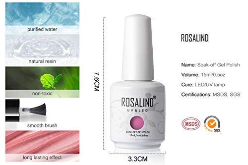 ROSALIND 15ml Esmaltes Semipermanentes de Uñas en Gel UV LED, kit de Esmalte de Uñas Nude 6pcs