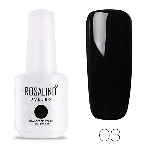 Rosalind - Esmalte de uñas semipermanente blanco y negro, 2 colores Soak Off - Esmalte de uñas - Gel para manicura - 15 ml