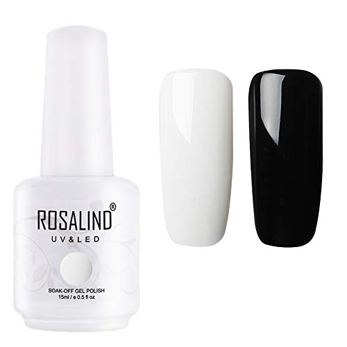 Rosalind - Esmalte de uñas semipermanente blanco y negro, 2 colores Soak Off - Esmalte de uñas - Gel para manicura - 15 ml
