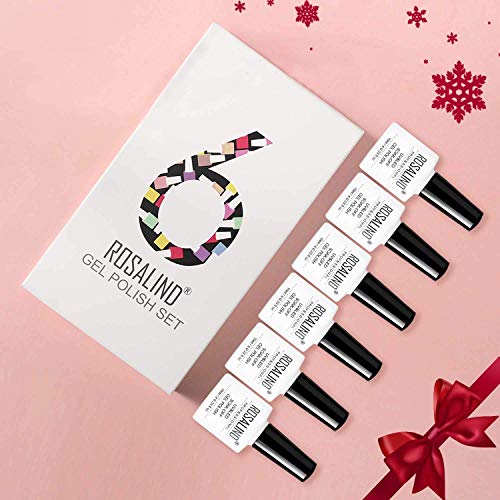 ROSALIND Esmalte Semipermanente para Uñas UV LED 6pcs Kit Uñas de Gel Pintauñas Esmalte de Uñas Soak off Manicura (01)