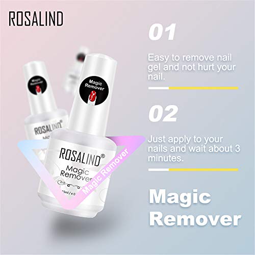 ROSALIND Magic Remover Uñas, Eliminar de Forma Rápida y Sencilla Esmaltes Semipermanente Para Uñas, No Lastimar Tus Uñas, Quitaesmalte Profesional de No Irritante