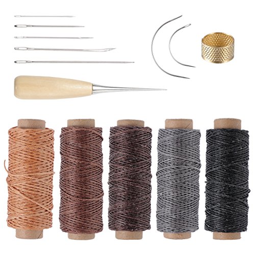 ROSENICE Herramienta de artesanía de cuero agujas de coser a mano de tapicería de cuero de lona accesorios de costura de bricolaje 14 unids