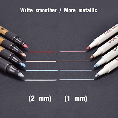 Rotuladores metálicos, Kaliwa Juego de 10 Colores Surtidos Rotuladores Permanente para Hacer Regalo de Cumpleaños, Tarjetas, Scrapbooking, Foto de Bricolaje, Album de piedra, Pintura de Roca Vidrio