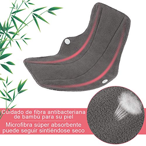 Rovtop 7PCS 25.4cm Reutilizables de Carbón de Bambú - Almohadilla Menstrual Reutilizable Compresa + 1 Bolsa de Transporte Mini, Más Saludable, Económico y Ecológico