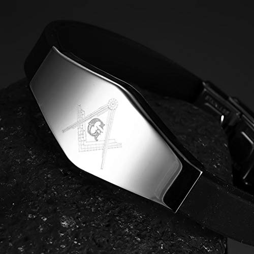 Ruikey 1 Piezas Pulsera de Encanto Silicona de Acero Inoxidable Pulsera para Hombres