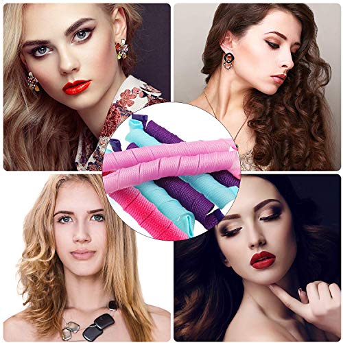 Rulos para el Pelo, Rizos Espirales Kit, Rizadores de pelo mágicos en espiral, Magic Hair Curlers Spiral Curls Styling Kit, Rizadores de pelo sin calor para cabello para Pelo Largo, Mediano y Corto