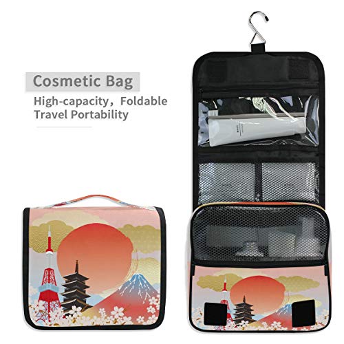 RXYY - Bolsa de aseo plegable para viajes, diseño de flores de Tokio, para baño y gimnasio, portátil, para mujeres y niñas
