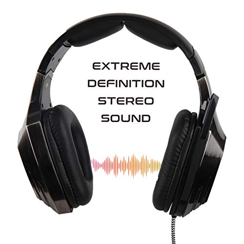 SADES R7 - Auriculares para juegos audífonos USB 7.1, Audífonos estéreo para juegos superplanos con micrófono retráctil Botón EQ Bass Boost para PC y Mac, Negro y Azul