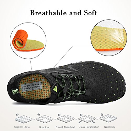 SAGUARO Skin Shoes Descalzo acuático Aqua Calcetines para de Nadada de la Playa de la Resaca de la Yoga,Corrugado Negro,42 EU