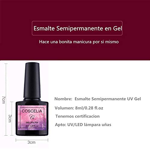 Saint-Acior 12PCS Esmaltes Semipermanentes Nail Art Esmaltes en Gel Pintauñas 8ml Lámpara Uñas 36W UV/LED Secador de Uñas Top Coat Base Coat Kit para Manicura