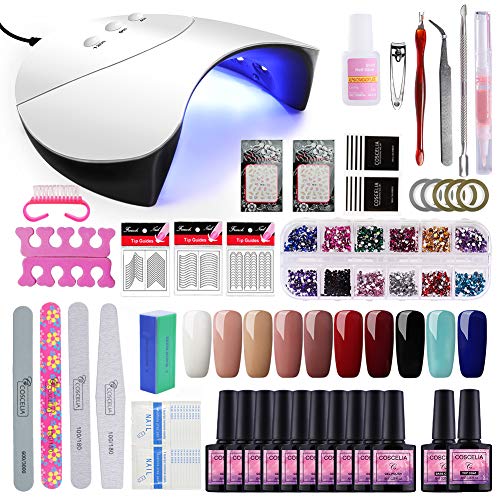Saint-Acior Esmalte Semipermanente Esmalte en Gel 10PCS Soak off 8ml Secador de Uñas 36W UV/LED Lámpara Top Coat Base Coat Herramiento de Manicura Nail Art