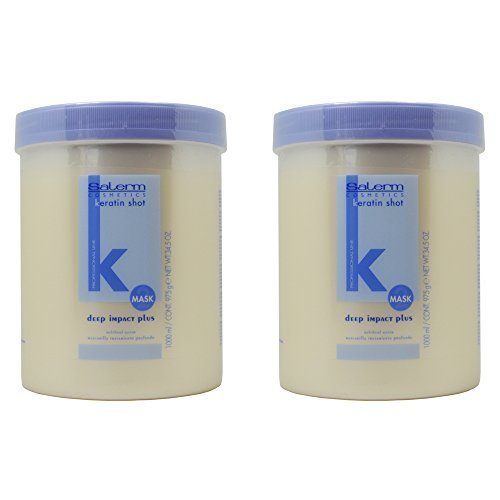 Salerm Keratin Shot Deep Impact Mask Plus 34.5oz / 1000ml Pack of 2 by Salerm