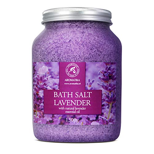 Sales de Baño Lavanda 1300g - Sales Marinas de Baño con 100% Natural Aceite Esenciale de Lavanda son Buenas para Dormir - Reducción de Estrés - Baños - Cuidado Corporal - Relajación - Aromaterapia