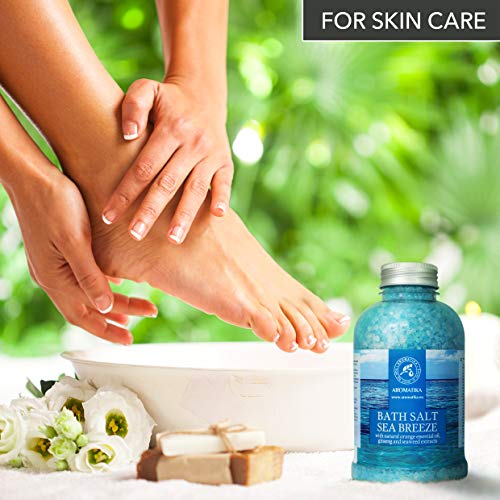 Sales Marinas de Baño 600g - con Aceite Esencial Natural de Naranja - Extractos de Ginseng y Algas